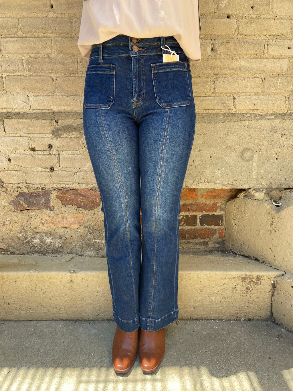 Goldie Dark Wash Ankle Bootcut Risen Jeans - MK Threads Boutique
