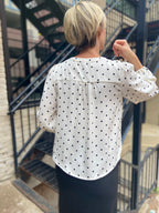 Callisa White Polka Dot Long Sleeve Top