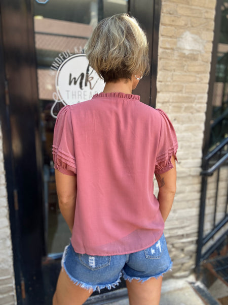Cathy Mauve Tie Front Blouse