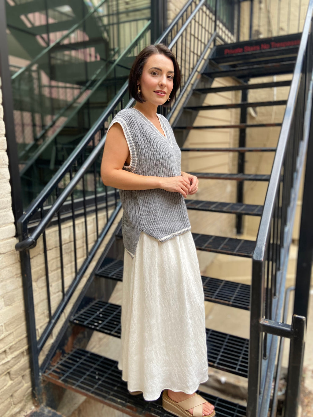 Caroline Varsity Style Sweater Vest