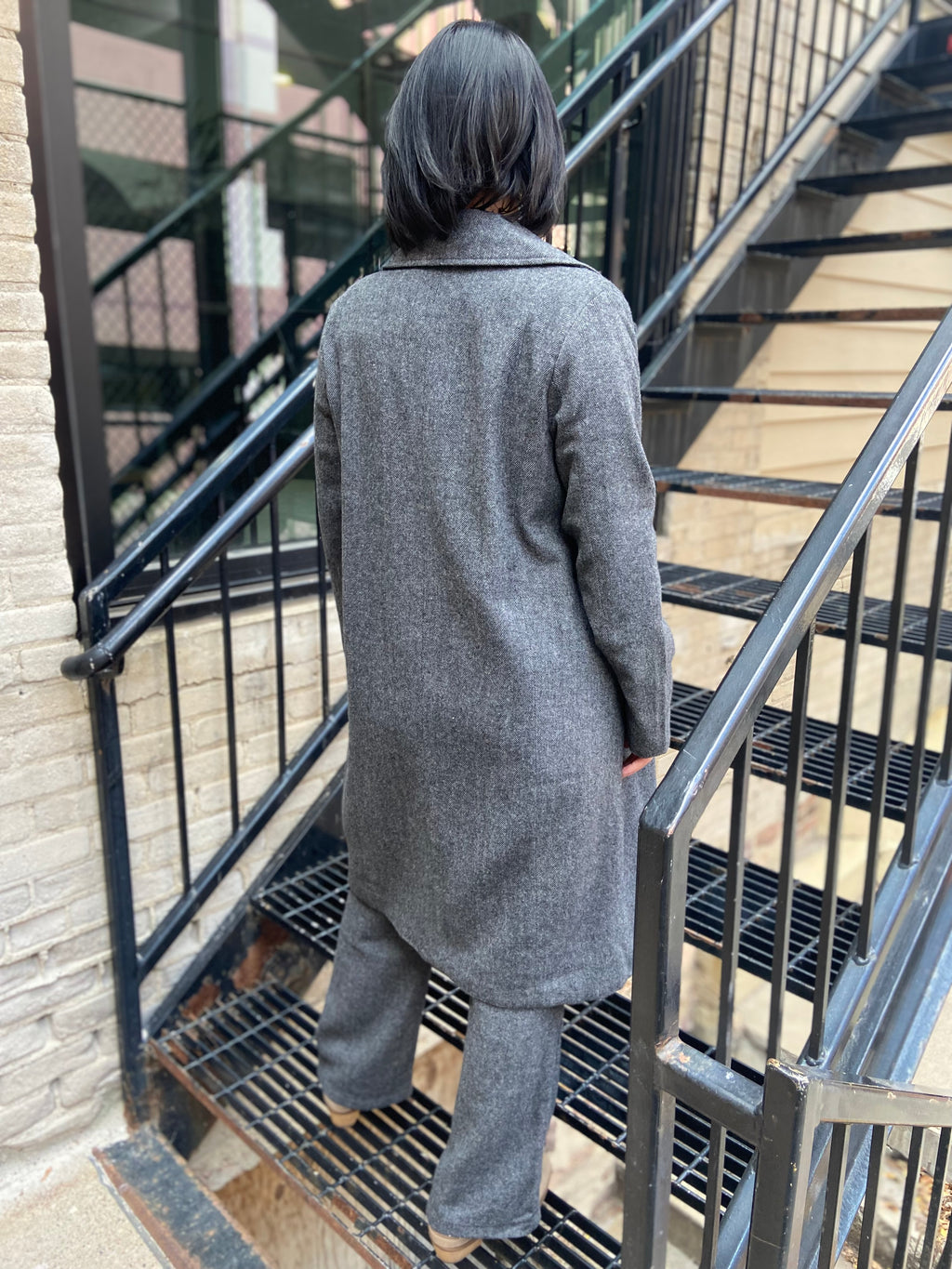 Jules Charcoal Fitted Trench Jacket