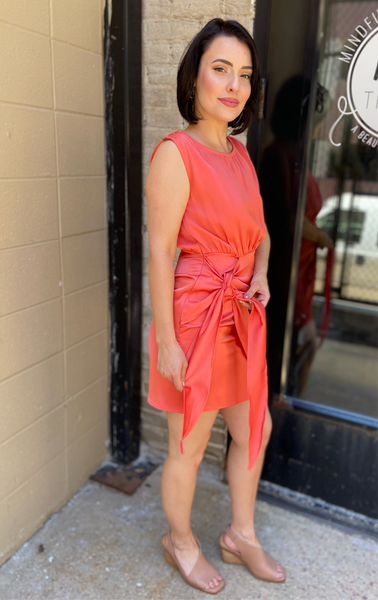 Laurel Dusty Orange Satin Wrap Dress