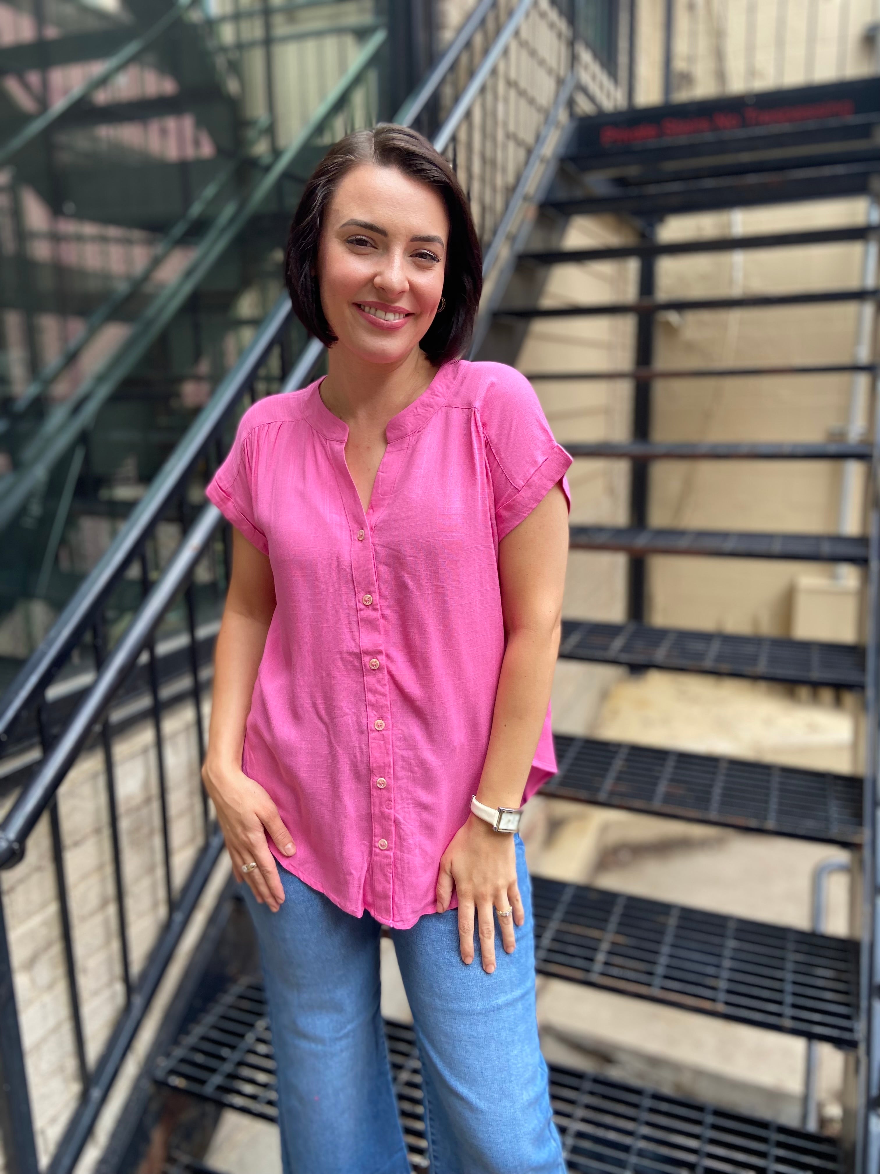 Calla Fuchsia Button Down Shirt