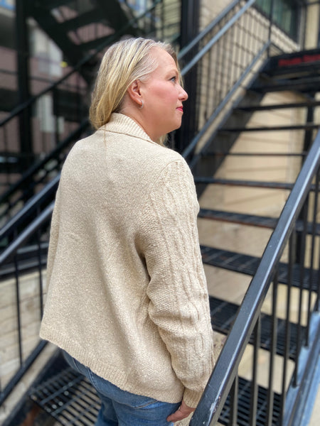 Karla Ivory Plus Size Cable Knit Cardigan