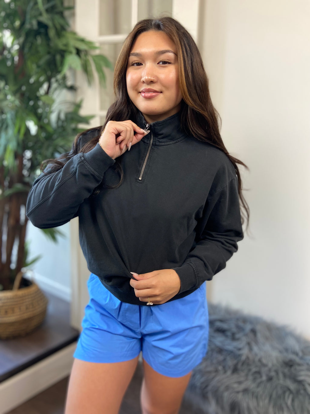 Alani Black Half Zip Sweater - MK Threads Boutique