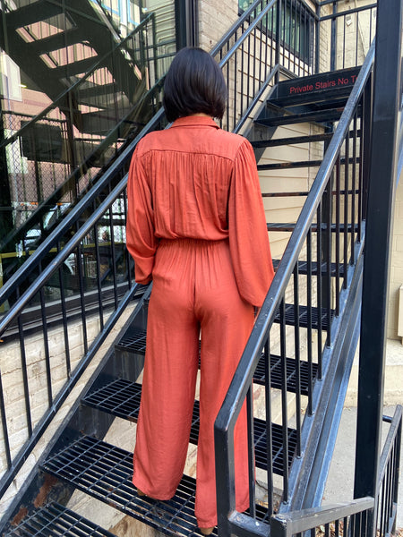 Helvica Rust Belted Jumpsuit