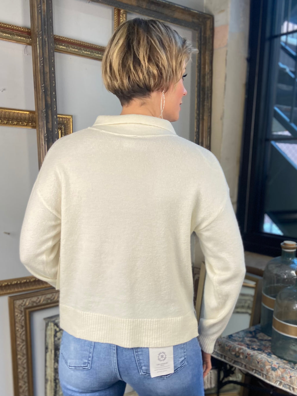 Skye Ivory Polo Knit Sweater