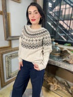 Cassie Khaki Pattern Knit Sweater