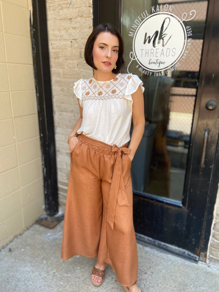 Cora Rust Cropped Tie Pants