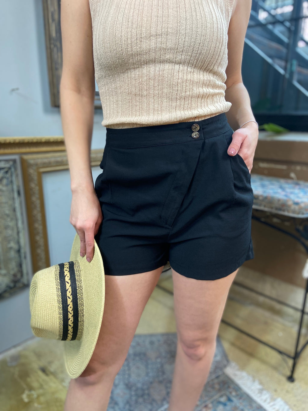 Ally Black Asymmetric Shorts - MK Threads Boutique