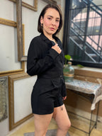 Dylan Black Cropped Wrap Blazer