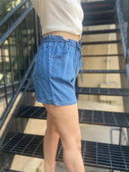 Mae Light Blue Relaxed Denim Shorts With Pockets - MK Threads Boutique