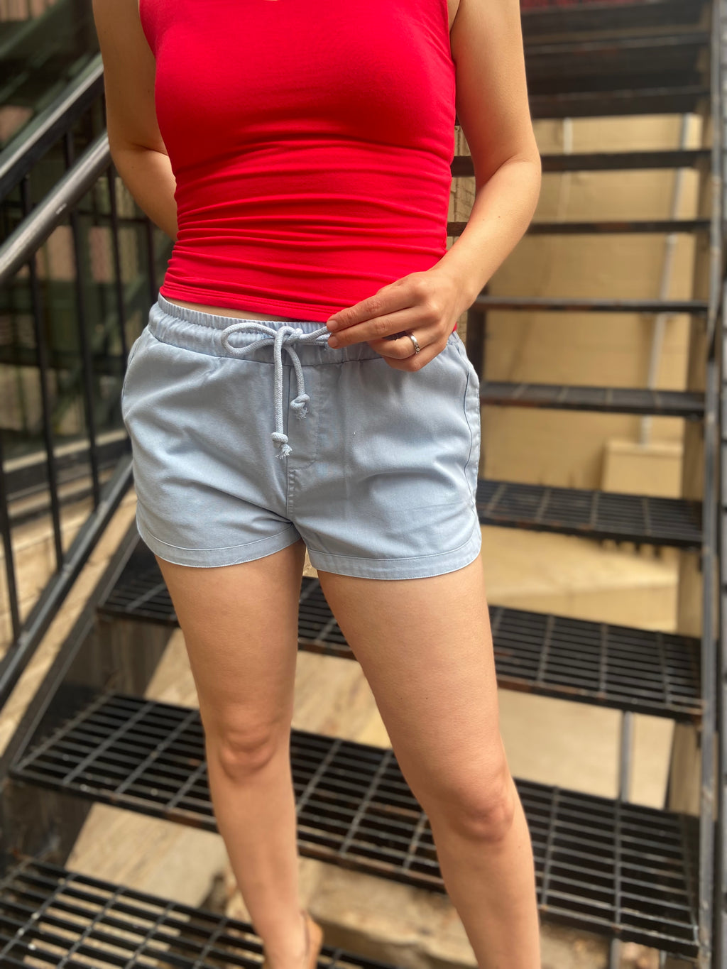 Eliane Blue Drawstring Shorts