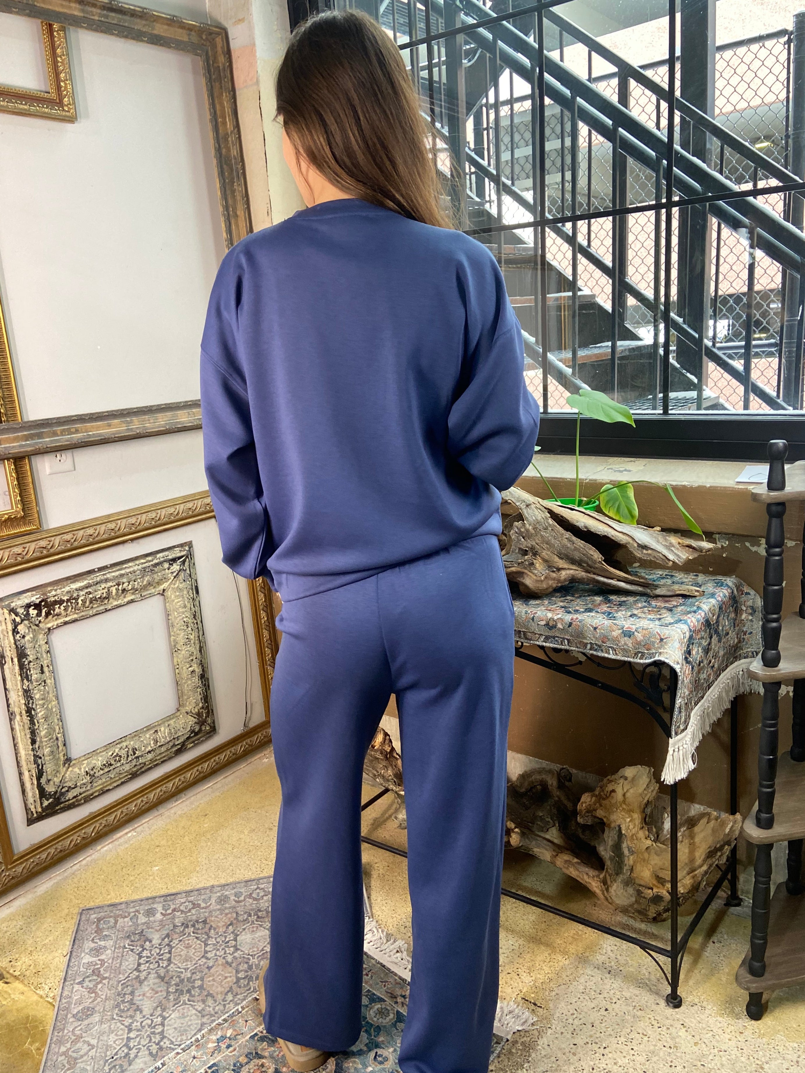 Cora Blue Scuba Crewneck & Pant Set