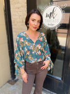 Ashton Sage Floral V-Neck Blouse