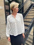 Callisa White Polka Dot Long Sleeve Top