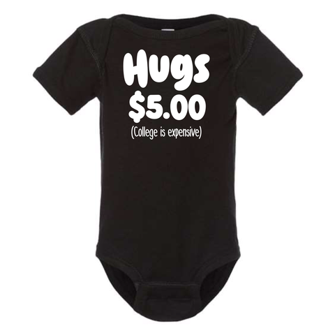 HUGS $5.00 BABY ONESIE : Black- 12 months