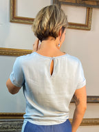 Aaron Light Blue Denim Tie T-Shirt