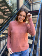 Lizzie Marsala Crewneck Long Sleeve Sweater Top