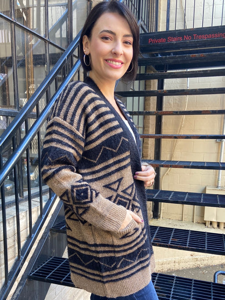 Mesa Black & Tan Aztec Cardigan