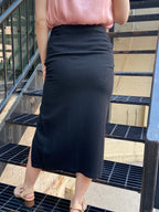 Angel Black Ruffle Midi Skirt