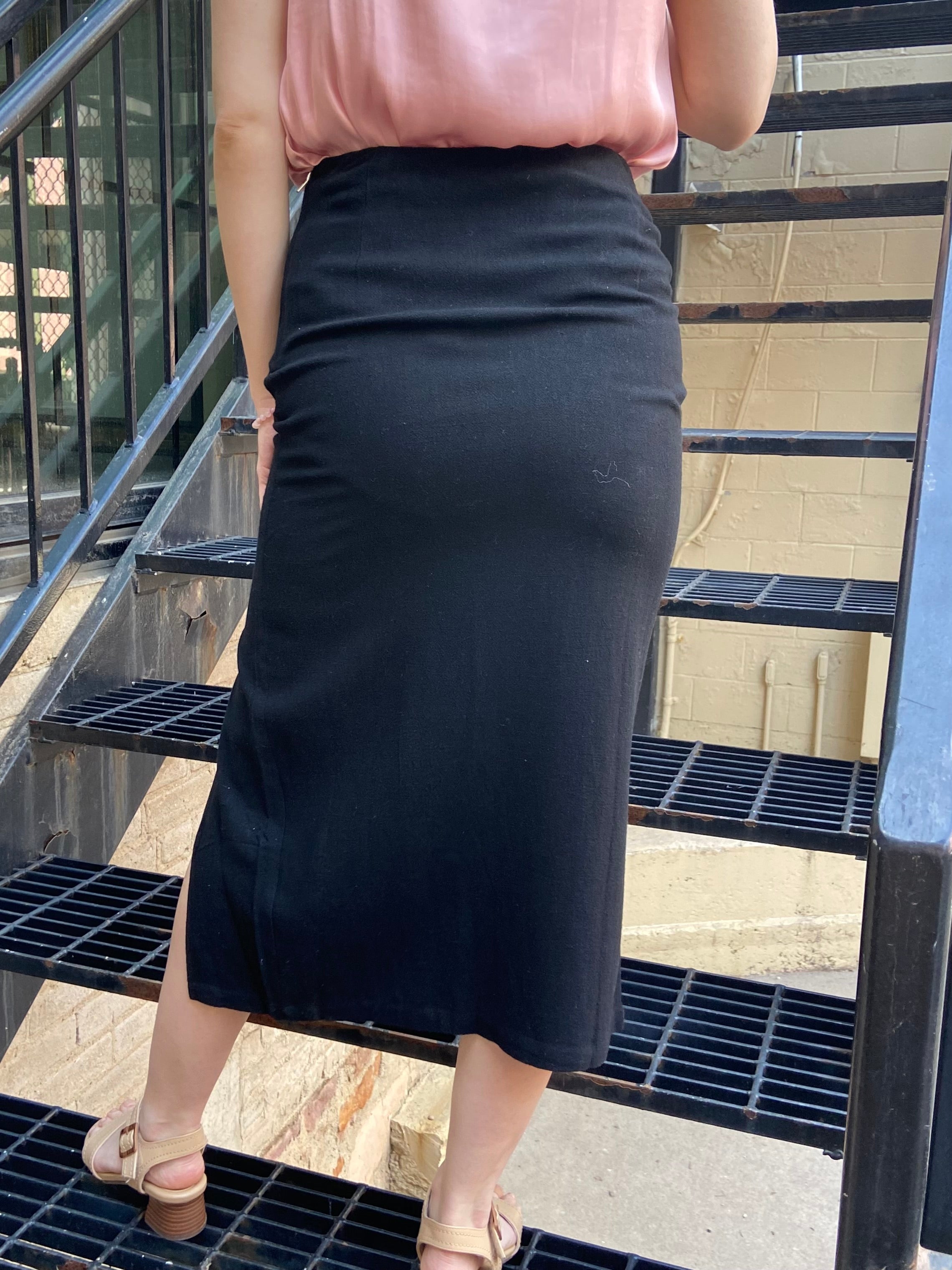 Angel Black Ruffle Midi Skirt