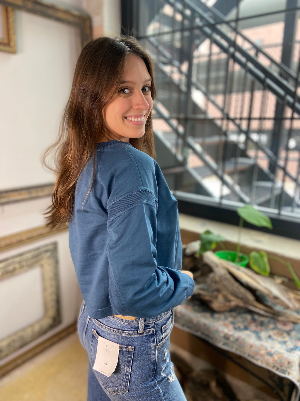 Nancy Dark Teal Crewneck Sweater