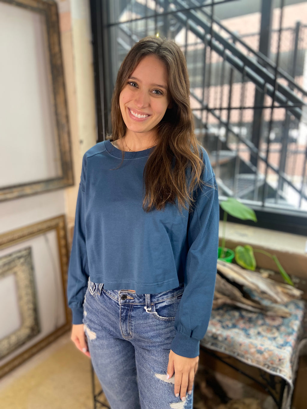 Nancy Dark Teal Crewneck Sweater