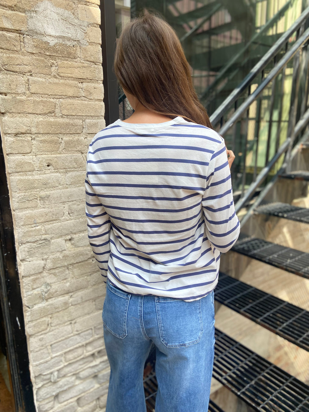 Charles Blue & White Stripe Long Sleeve