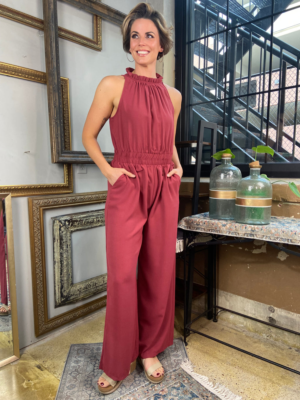 Nancy Rose Sleeveless Wide Leg Jumpsuit