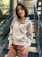 Archie Mocha Oversized Cropped Zip Up - MK Threads Boutique