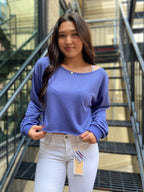 Katie Dusty Purple Thin Boat Neck Sweater - MK Threads Boutique