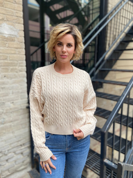 Rachel Ivory Cable Knit Sweater