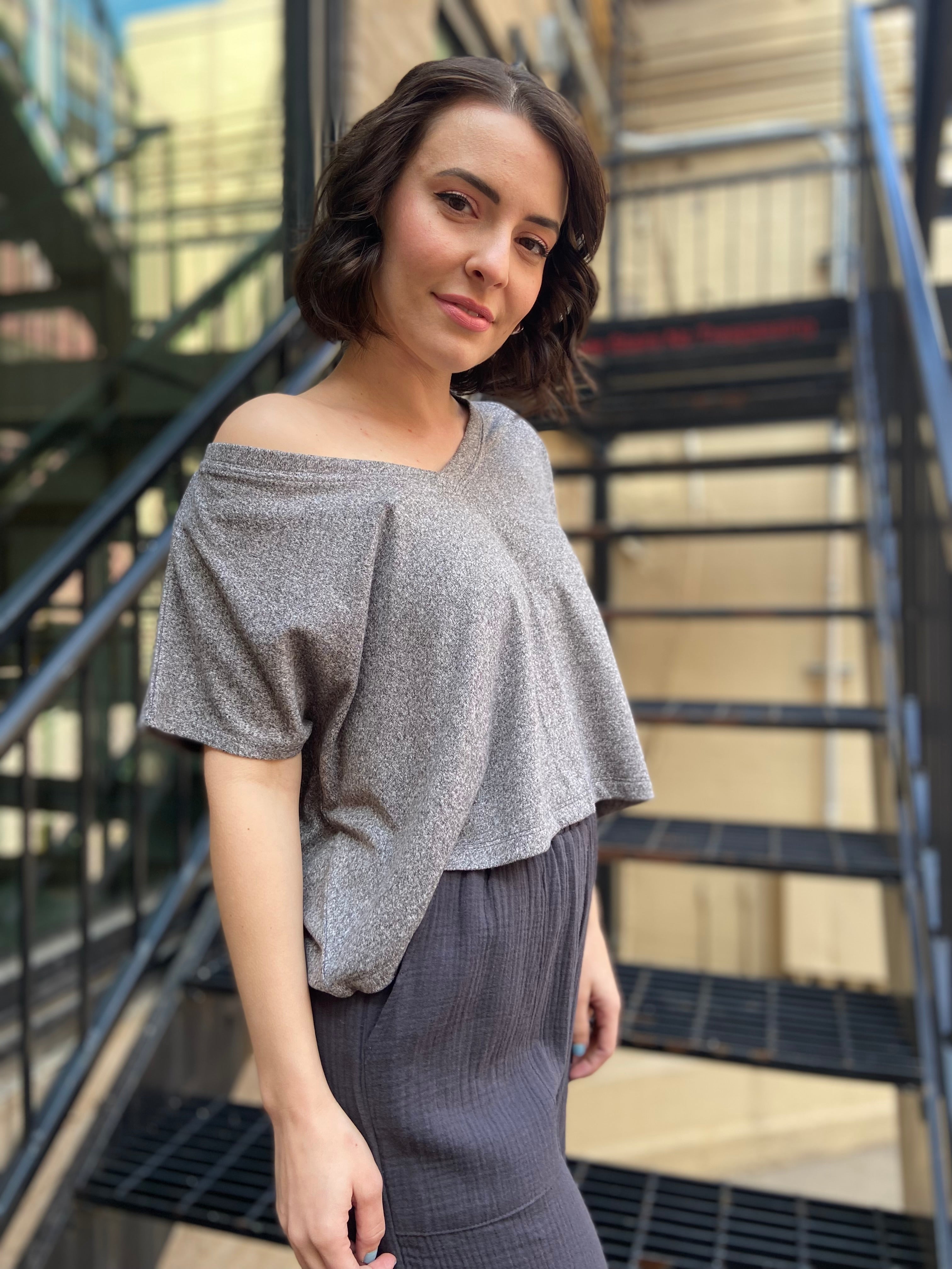 Ramona Black Oversized Cropped Top - MK Threads Boutique