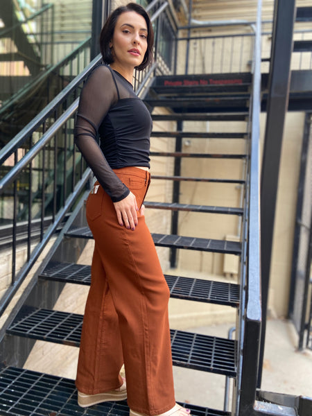 Anna Copper High Rise Wide Leg Jeans