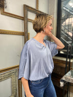 Everette Light Blue Satin Sleeveless Blouse - MK Threads Boutique