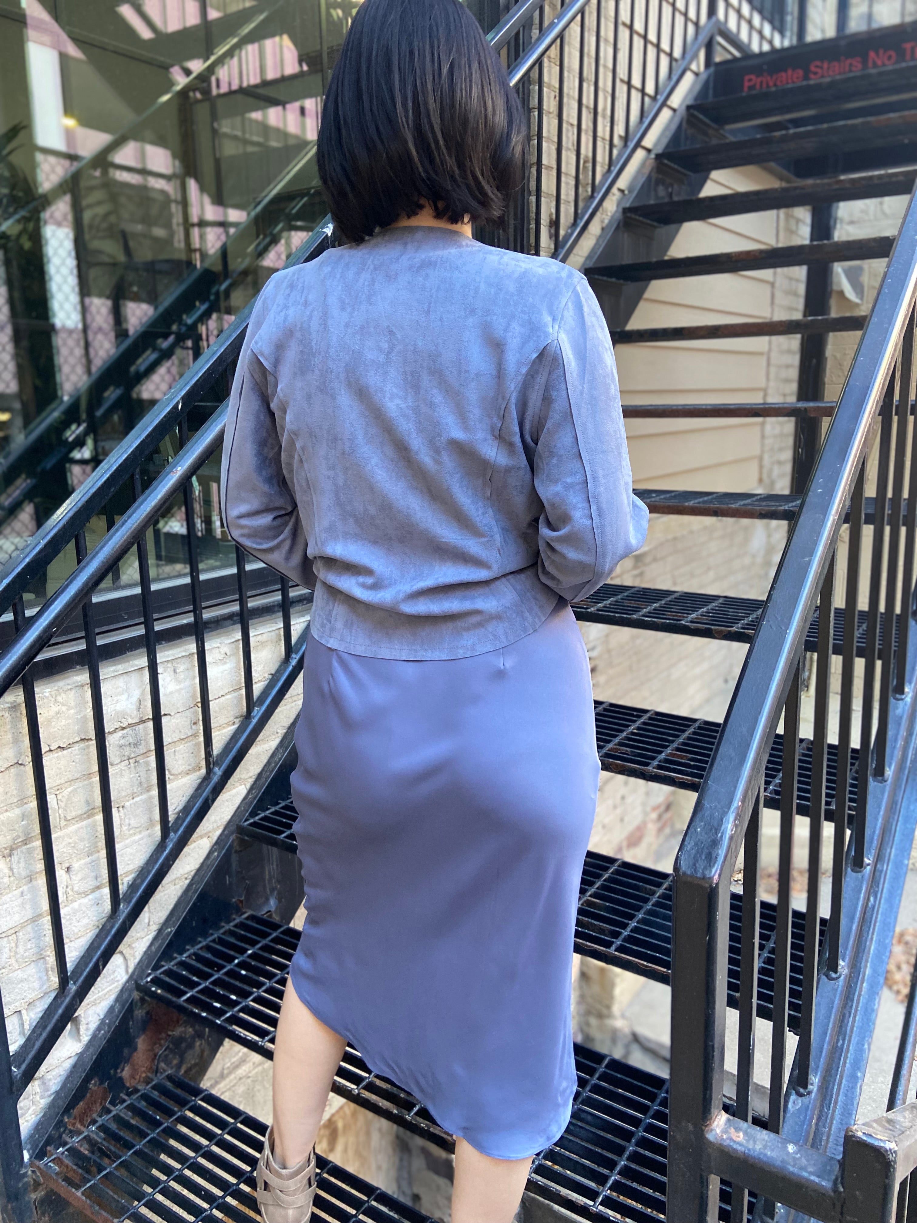 Lisa Blue Satin Midi Skirt