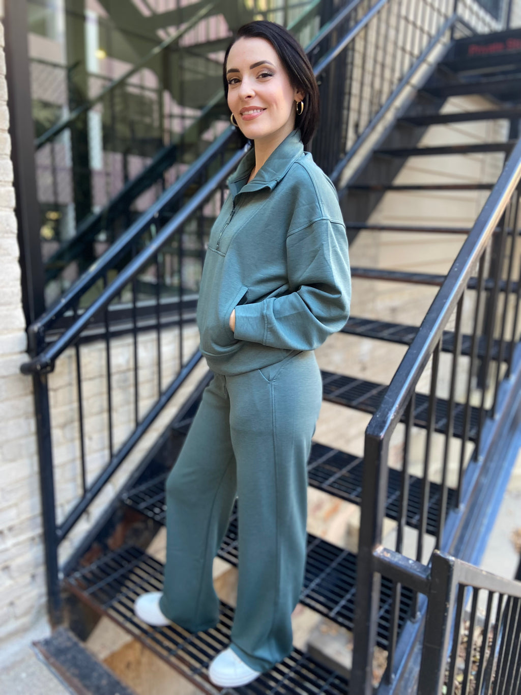 Nicolette Ash Jade Scuba Half Zip Sweater