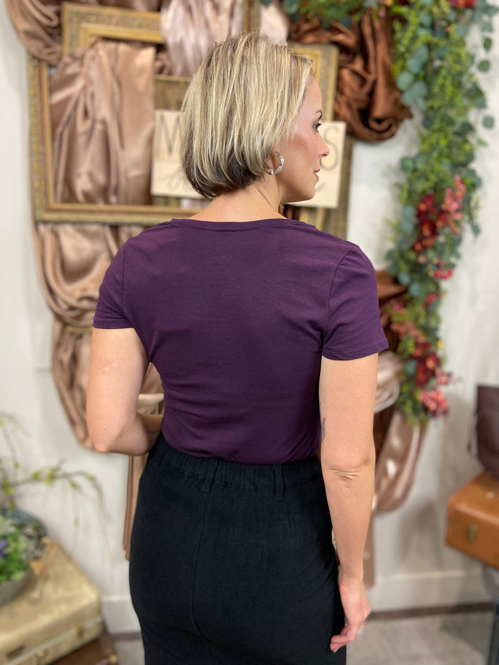 Scarlett Plum V Neck Shirt