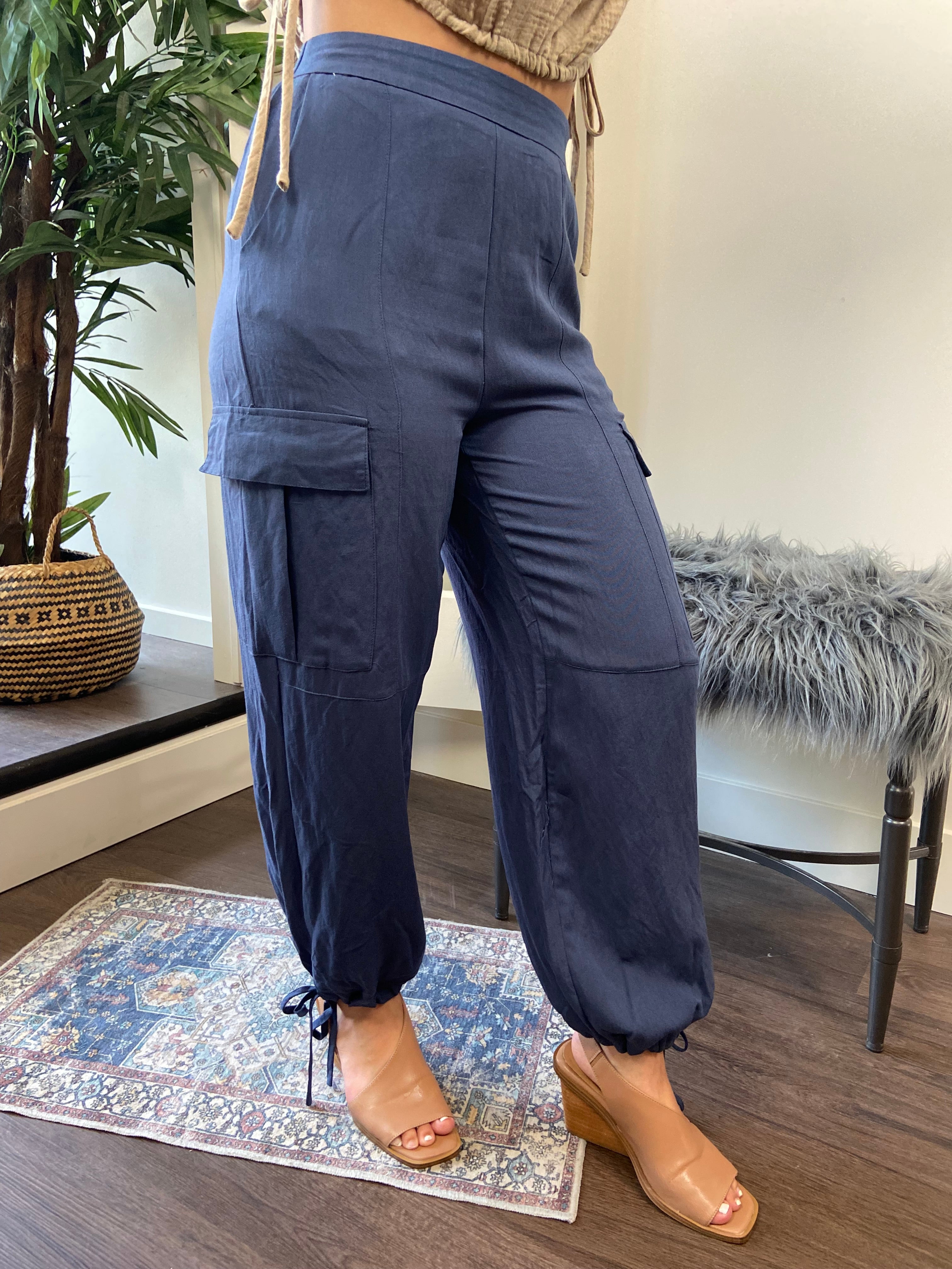 Clara Blue Cargo Jogger Pants