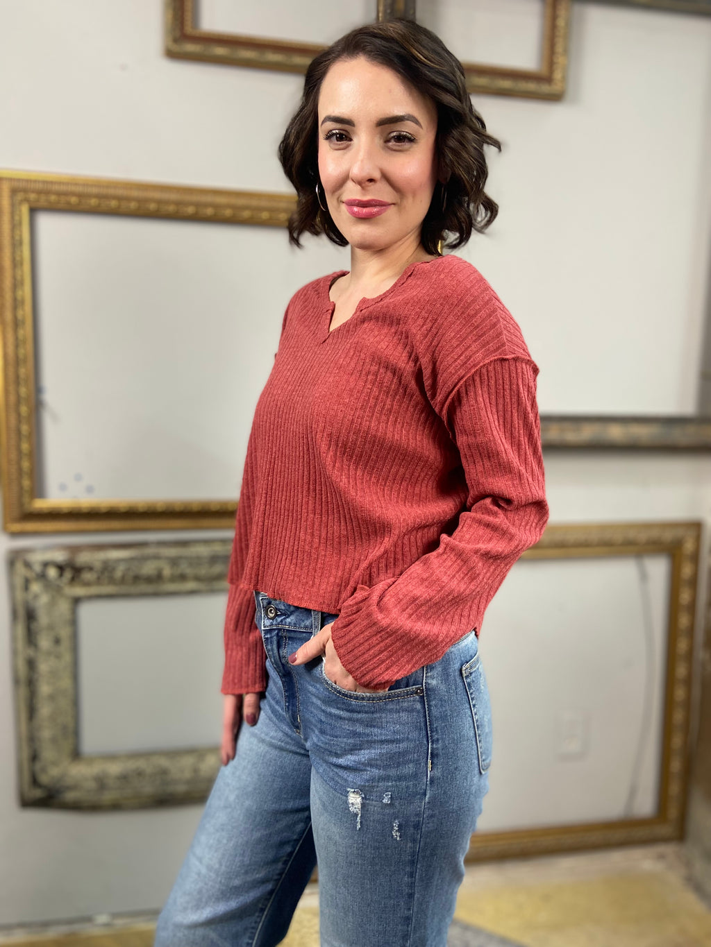 Ria Clay Light Weight Ribbed Sweater - MK Threads Boutique