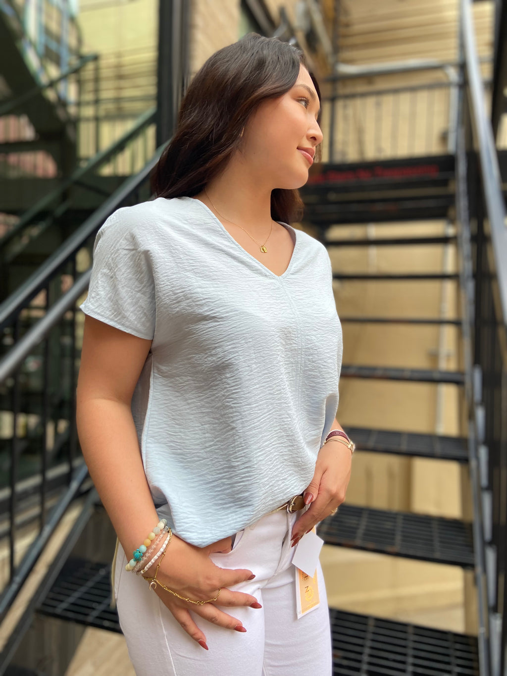 Stacy Light Blue Oversized T Shirt