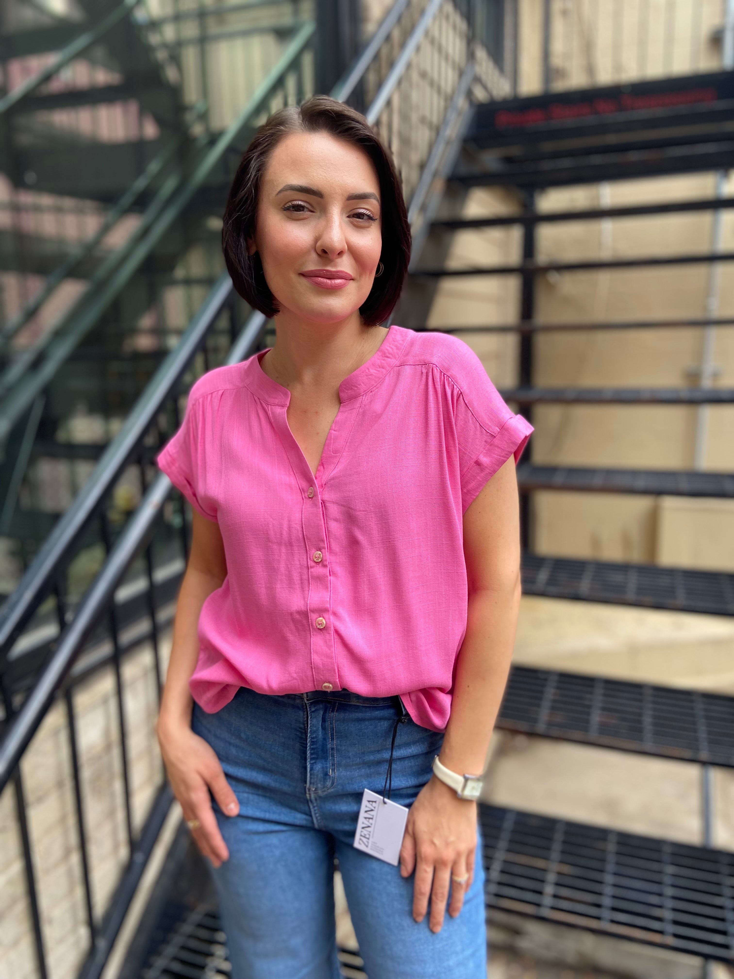 Calla Fuchsia Button Down Shirt