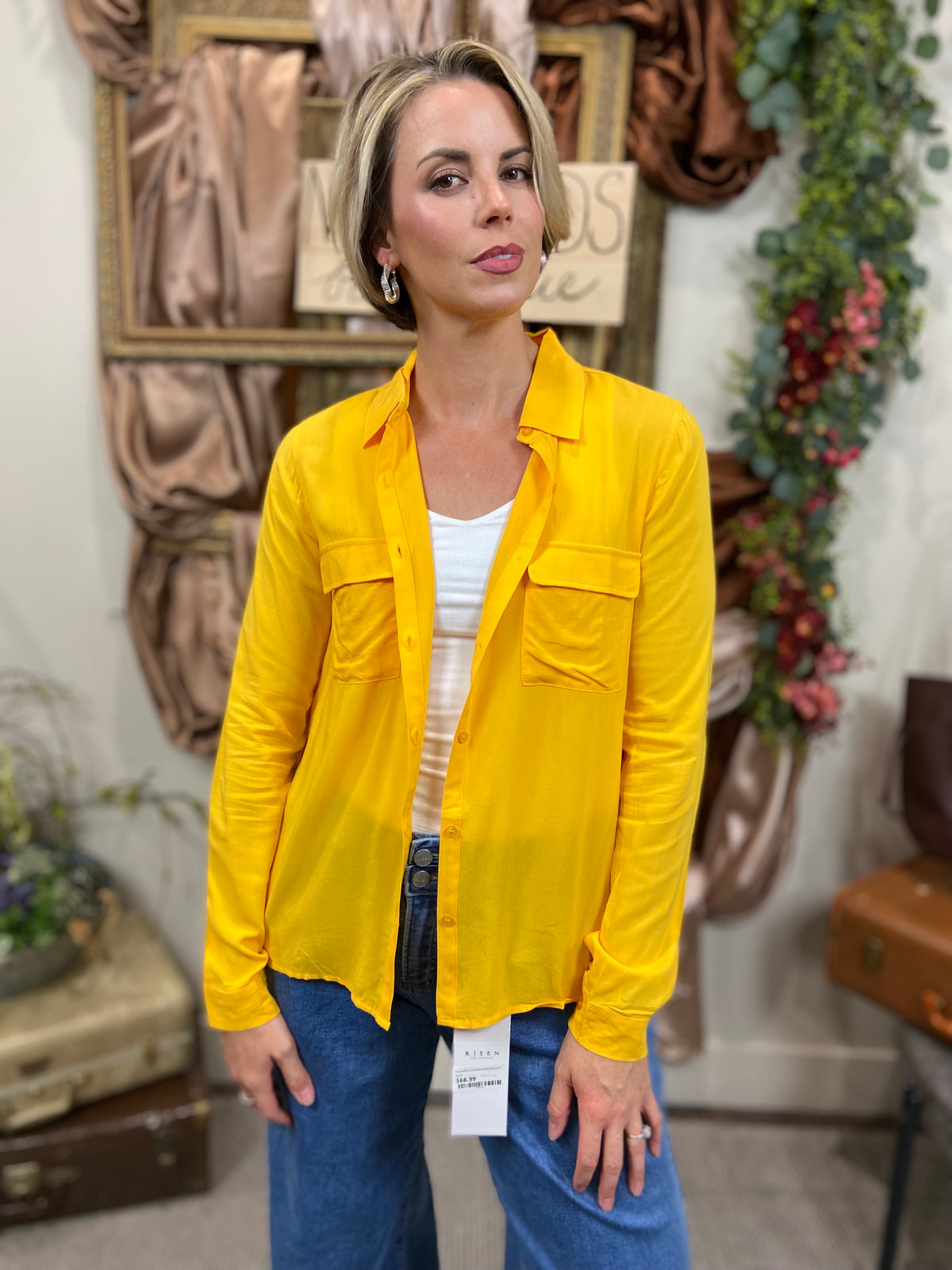 Dae Yellow Long Sleeve Button Up