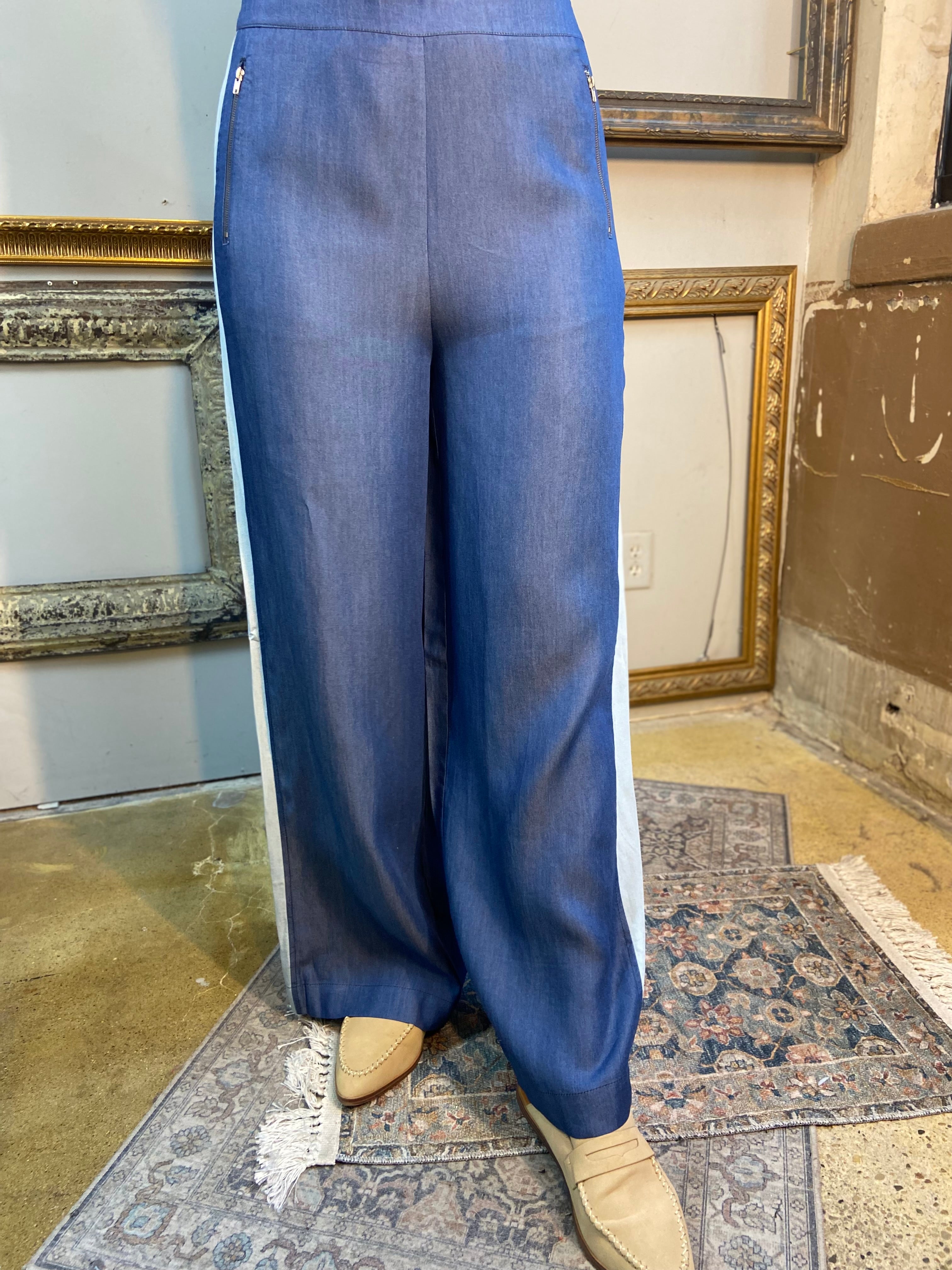 Stacy Blue & White Stripe Wide Leg Pants - MK Threads Boutique