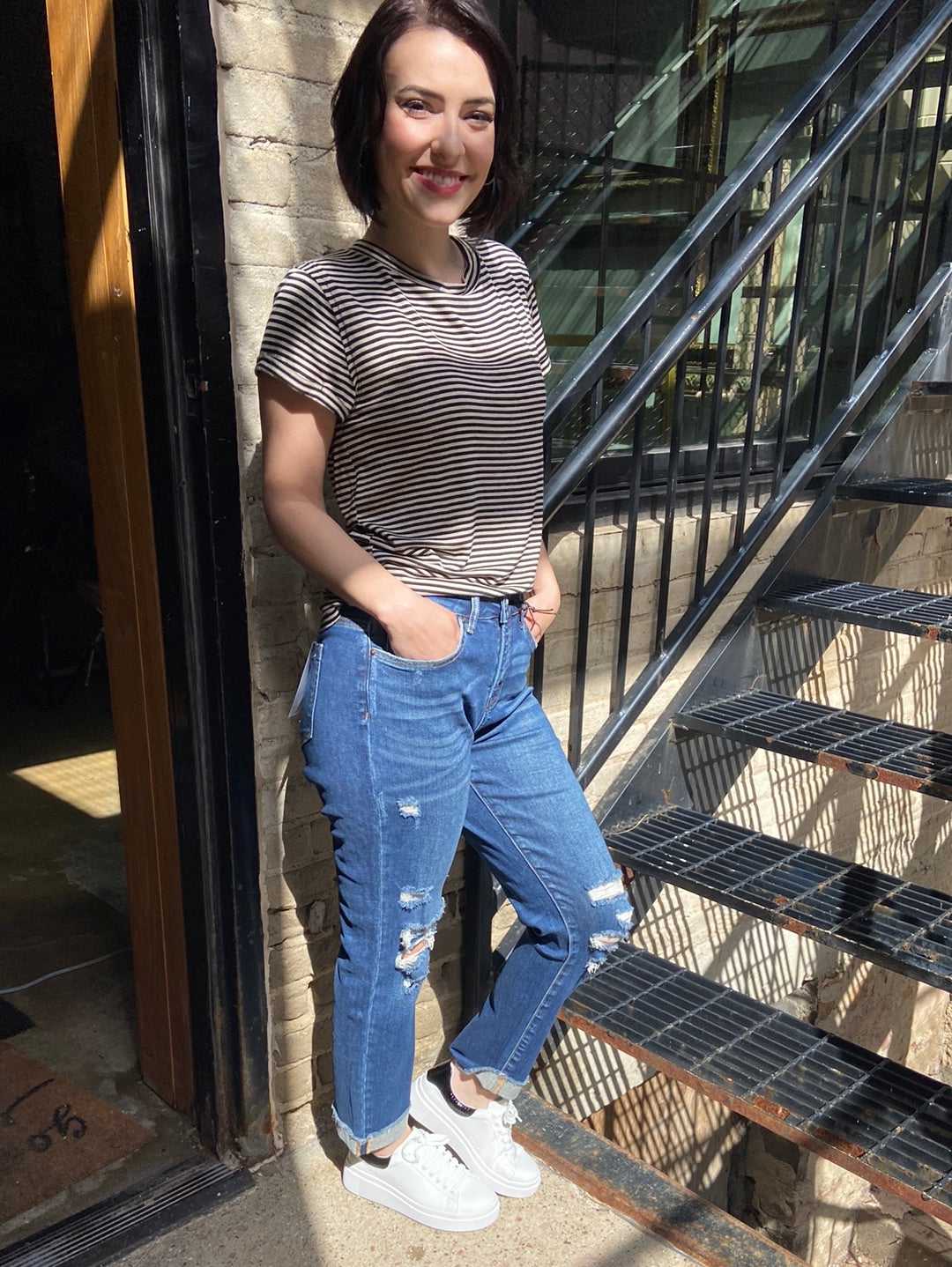 Brooklyn High Rise Boyfriend Mica Jeans - MK Threads Boutique