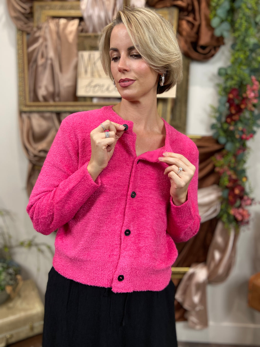 Becca Hot Pink Chunky Cardigan