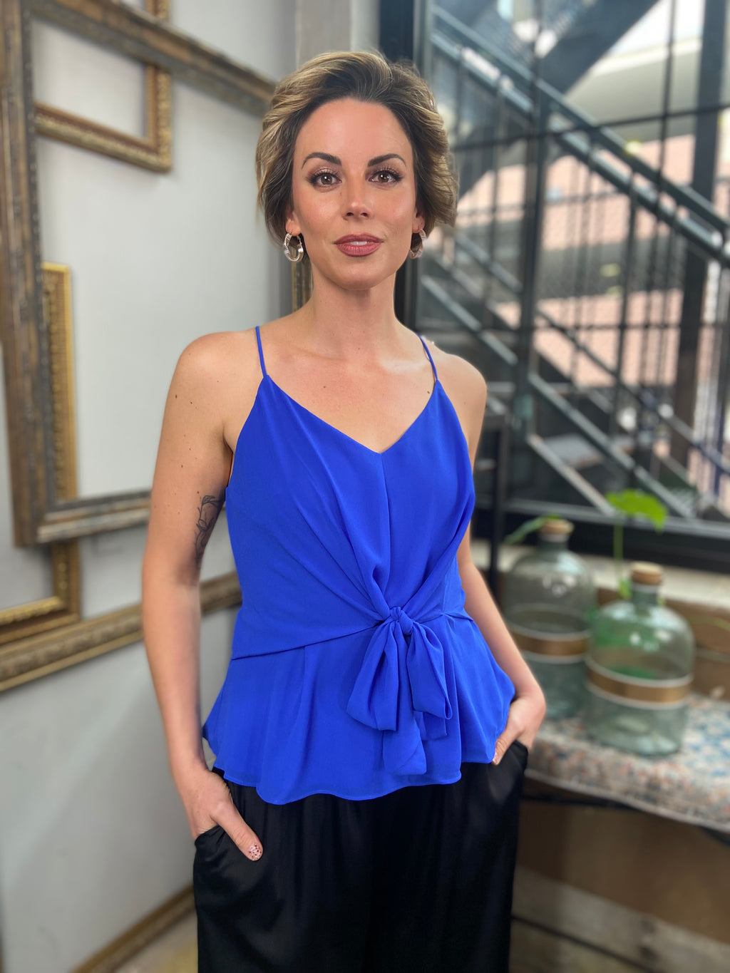 Sally Capri Blue Knot Waist Top - MK Threads Boutique
