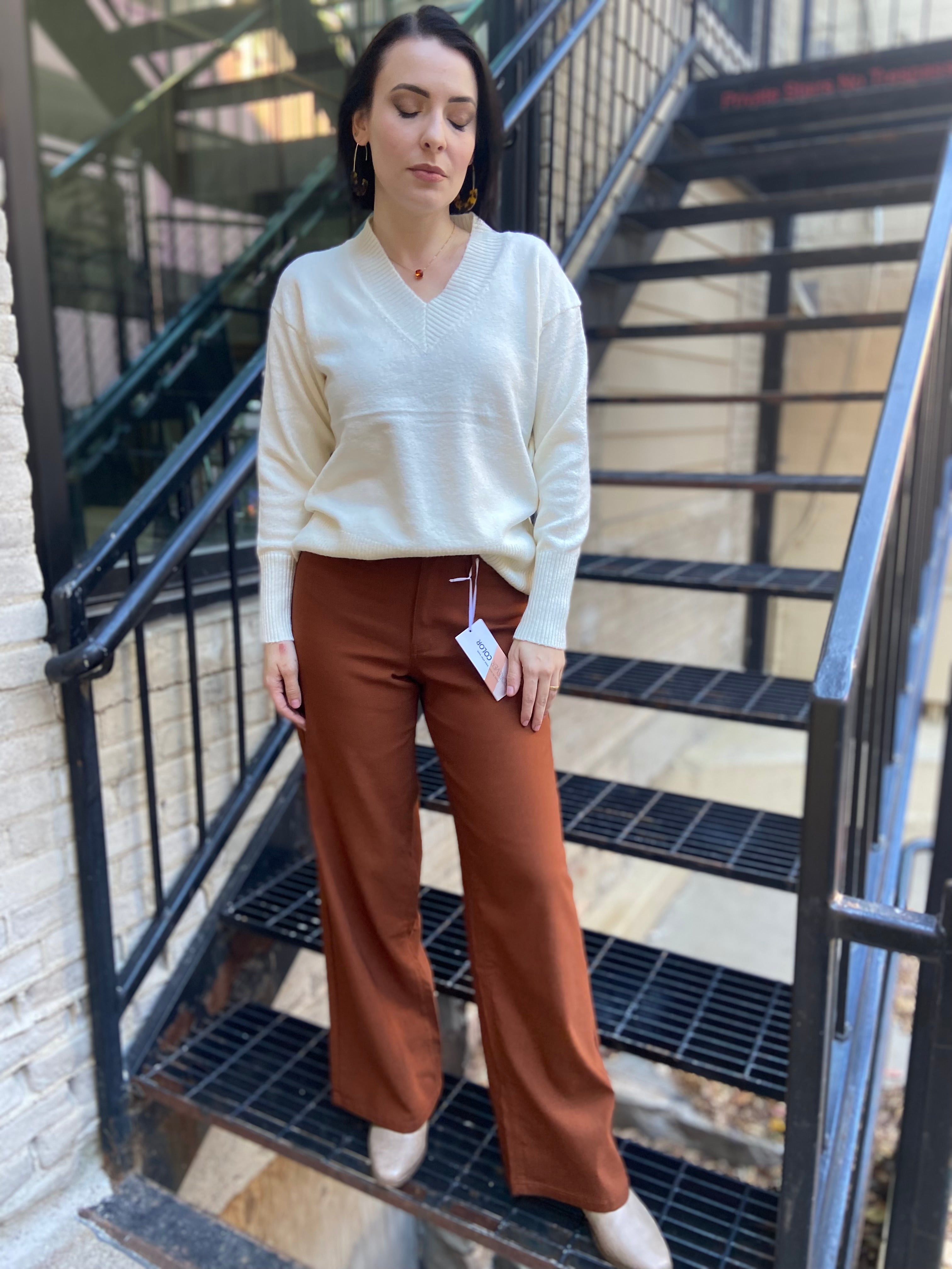 Anna Copper High Rise Wide Leg Jeans