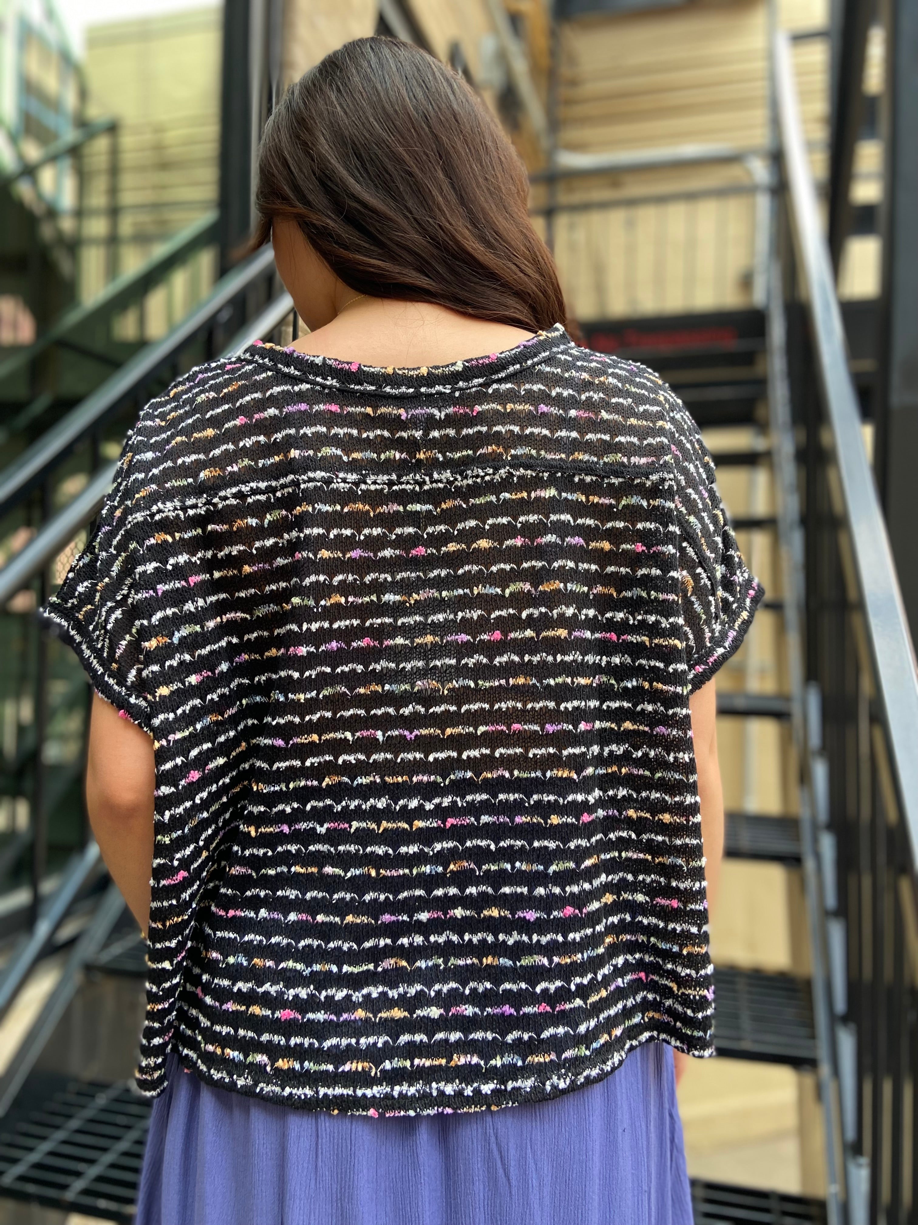 Della Black Colorful Oversized T Shirt - MK Threads Boutique